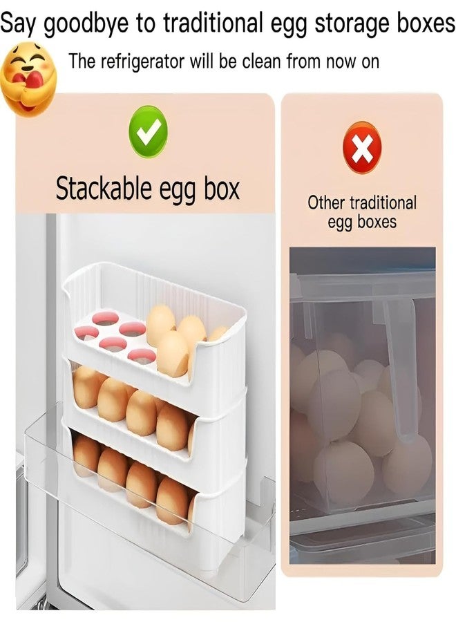 Joystick Egg Holder Storage Containers for Refrigerator, Space-Saving Design, Keeps Eggs Fresh and Organized, BPA-Free, Convenient, Easy Access, Fridge or Countertop Use 30 egg tray (3 layer) - Image 4